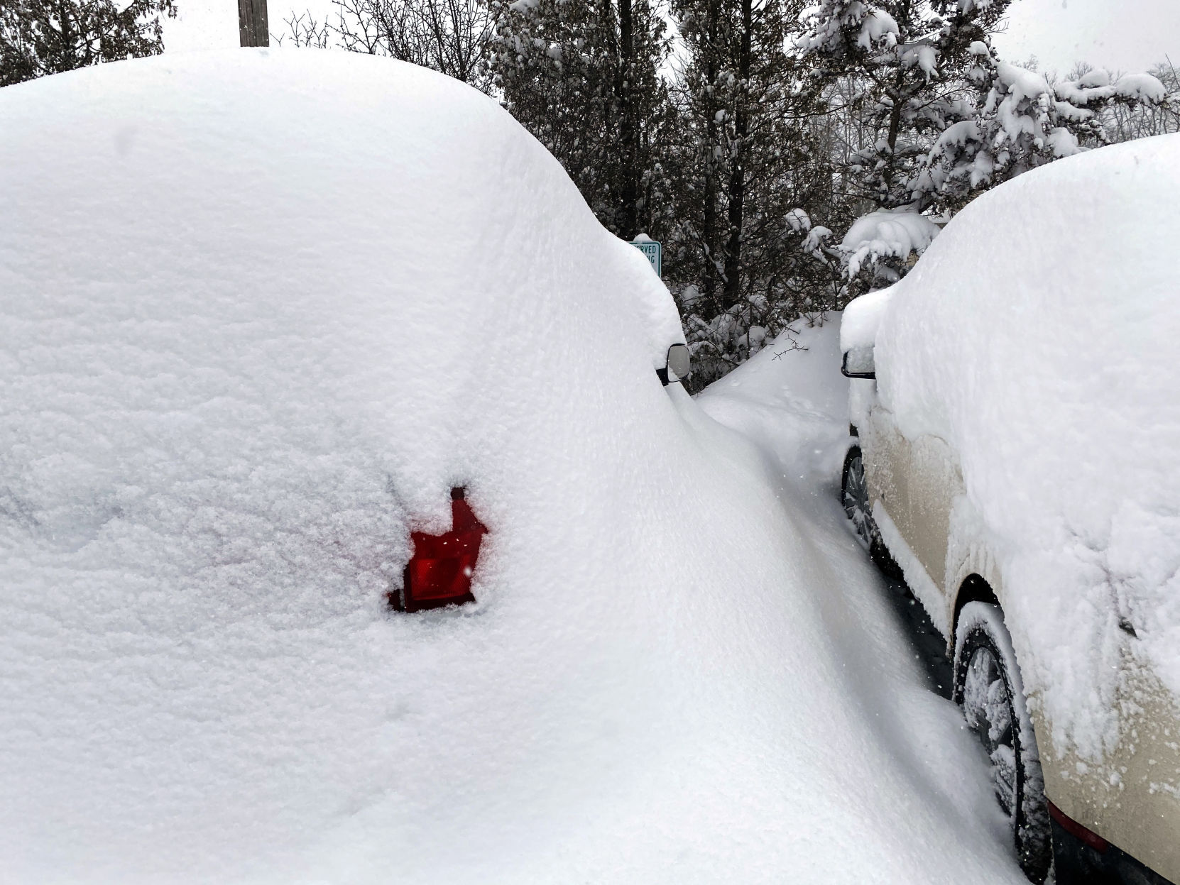Vehicles hide underneath snow in Mount Pleasant